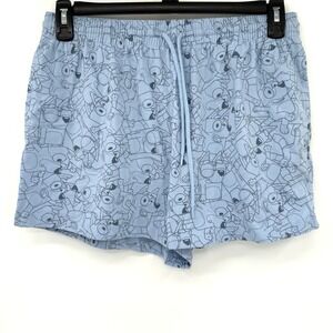 Bluey Shorts Elastic Waist Girls XL Blue AOP Drawstring Casual Relaxed Shorts